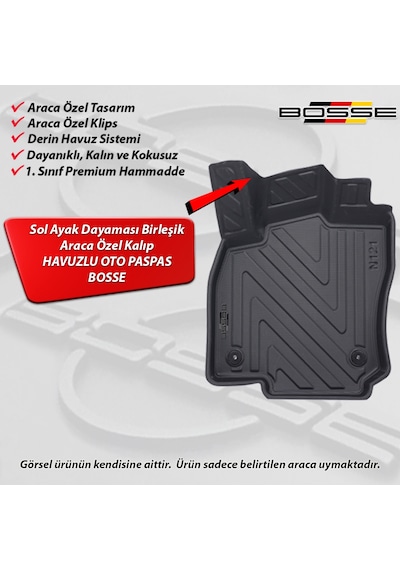 VW Scirocco Paspas Araca Özel 2008 2017 BOSSE 3D Havuzlu Oto Paspas