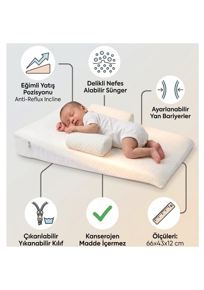 Casual Eko Bebek Yastığı - Ergonomik & Nefes Alabilir Yıkanabilir Kılıflı Güvenli Uyku Yastığı