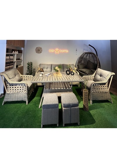 Depodunya Lumar Rattan Bahçe Mobilyası Bahçe Takımı Oturma Grubu 3'lü - 7 Kişilik Bahçe Takımı Cappuccino Depodunya Lumar Rattan Bahçe Mobilyası Bahçe Takımı Oturma Grubu 3'lü - 7 Kişilik Bahçe Takımı Cappuccino