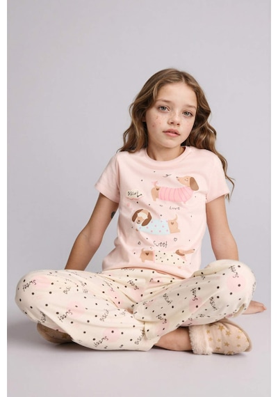 Defacto Regular Fıt 2li Açık Pembe Pijama Takımı Kız Çocuk H0150a826sppn114 Pembe-pn114