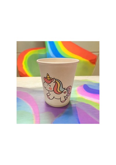 Unicorn Doğumgünü Konseptli Tek Kullanımlık 7 Oz 100 Adet Karton Bardak 1