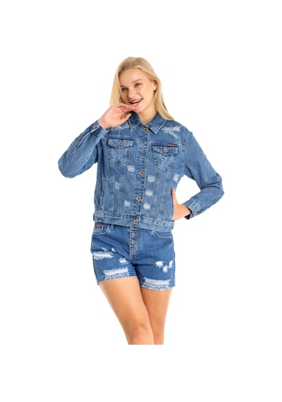 Wj212 Basic Kısa Kadın Jeans Ceket 001