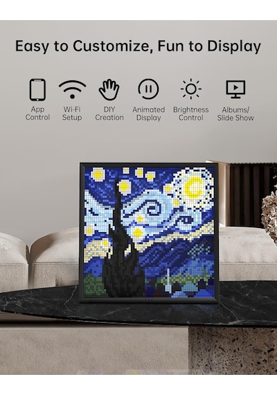 Pixoo-64 Wifi Piksel Sanat Ekranı, 64 X 64 Led Panel, Benzersiz Aydınlatma Dekorasyonu İle Uygu Standart