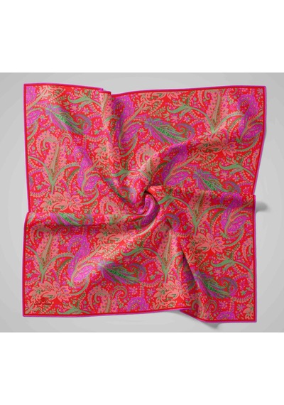 Silk Home Twill İpek Eşarp 11473-24 Pembe, Kırmızı, Biskay Yeşili