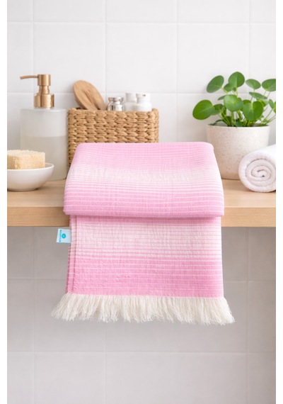 Likya Çizgili Peştemal - %100 Pamuk- 100x180- Peştemal- Plaj Havlusu- Çizgili Desen Pembe