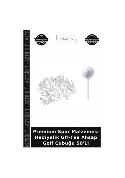 Premium Spor Malzemesi Hediyelik Glf-tee Ahsap Golf Çubuğu 50'li Çok Renkli