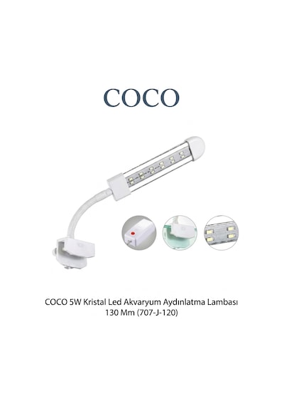 Coco 5w Kristal Led Akvaryum Aydınlatma Lambası 130 Mm Rgb Klipsli J-120 707-j-120