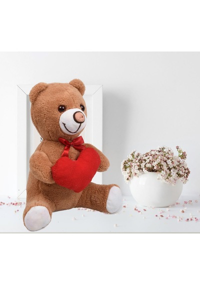Sevdiklerinize Özel Kalp Tutan. Şirin Peluş Ayıcık - 30 Cm Beyaz