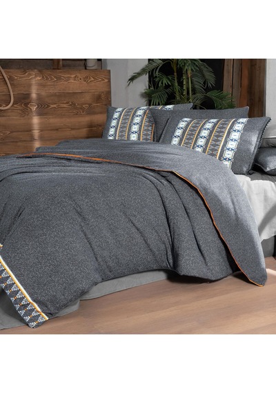 Tomris King Size Battal Boy %100 Pamuk Flanel Pazen Nevresim Takımı Gri Gri