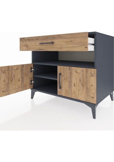 Kronos Şifonyer 2 Raflı Tek Çekmeceli 2 Kapaklı 88x59x80 Antrasit-çam Antrasit