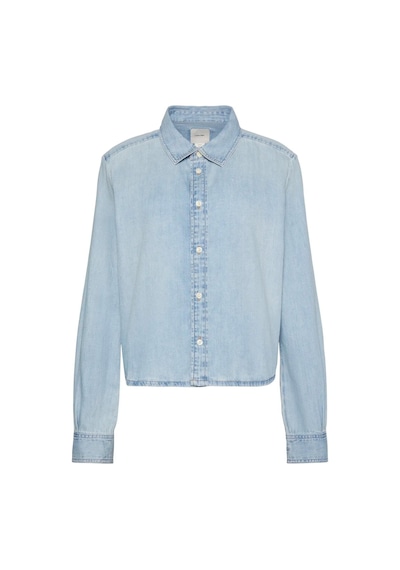 Calvin Klein Cropped Ls Shırt Brıghton Blue Kadın Mavi Kot Gömlek-12046 Mavi