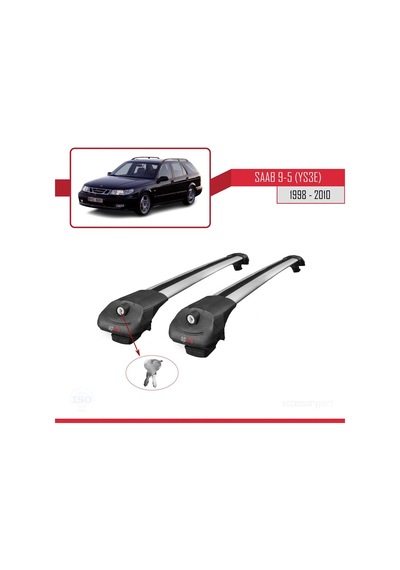 Saab 9-5 Ys3e 1998-2010 Arası İle Uyumlu Ace-1 Ara Atkı Tavan Barı Gri
