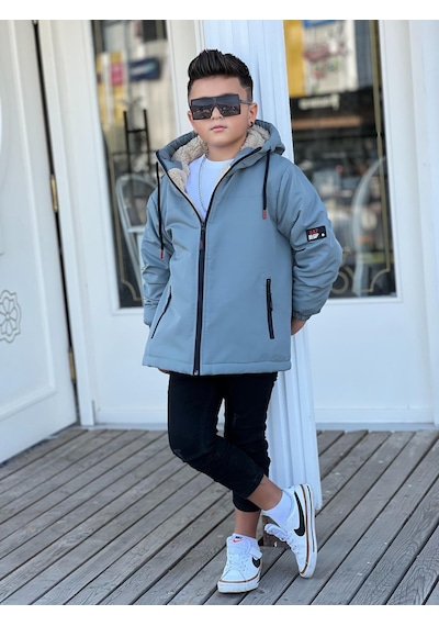 Pina Kids Erkek Çocuk Kapüşonlu İçi Kürklü Mont Km3050 Mint