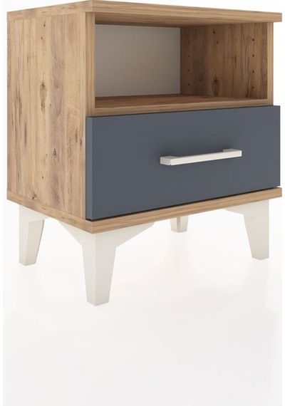Arges Komodin Tek Raflı Tek Çekmeceli 44x30x48 Çam-antrasit Atlas Çam