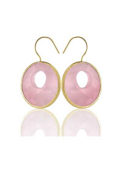 Kadir Jewellery 22 Ayar Altın Kaplama Kadın Taşlı Küpe -el İşçiliği Ve Hipoalerjenik Küpe Pembe 85416050