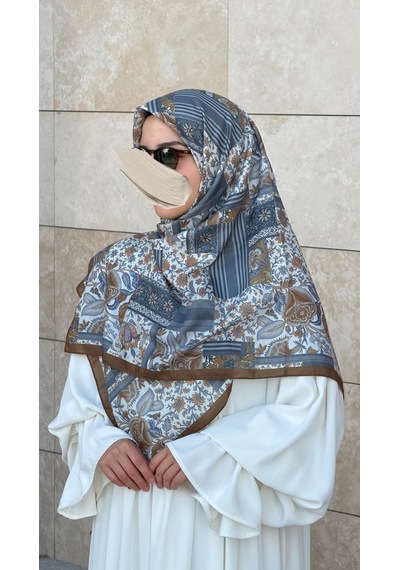 Qalortex Scarf Pamuklu Piraye Desen Eşarp - Pas