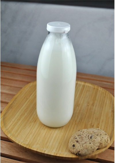 2 Adet Beyaz Plastik Kapaklı Cam Şişe 1 Litre Şeffaf Sürahi Süt, Ayran, Su, Limonata Meşrubat Şişesi