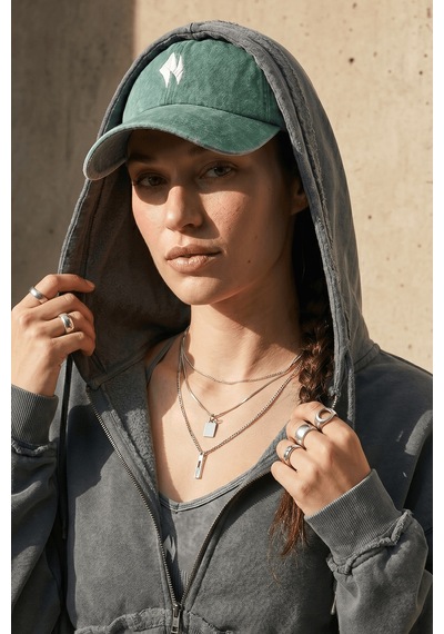 Woneagle Unisex Eskitilmiş Deniz Yeşili Minimalist Nakışlı Vintage Şapka Dad Hat Kep Yeşil Yeşil