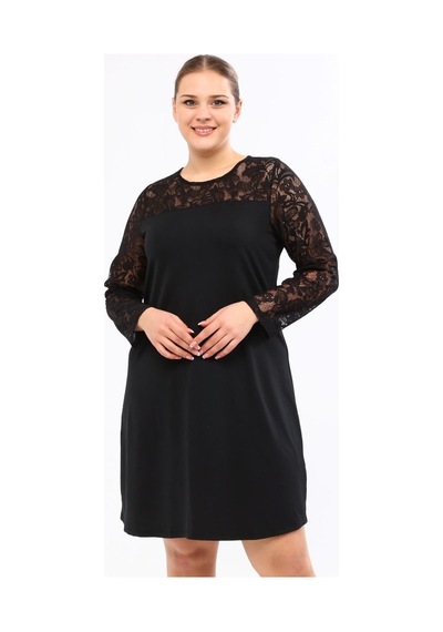 Myline Omuzu Ve Kolları Dantelli Elbise