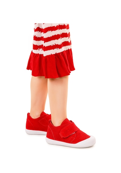 Kiko Kids Daffy Cırtlı Kız Bebek İlk Adım Panduf Ayakkabı Kırmızı