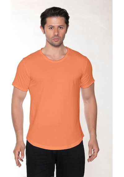 Black Horn Erkek Geniş Yaka %100 Pamuk Salaş T-shirt Somon