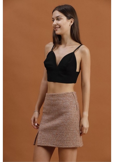 Verymoda Kaşe Mini Etek F1352 Kahve