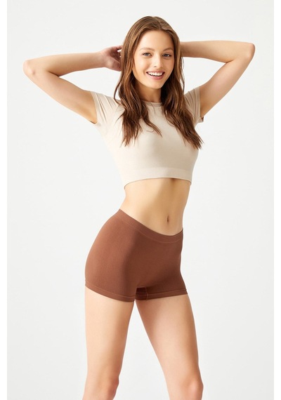 Los Ojos 3 Adet Fitilli Seamless Boxer Külot 3xboyshort Fitilli Mor-bej-kahverengi Fitilli Mor-bej-kahverengi