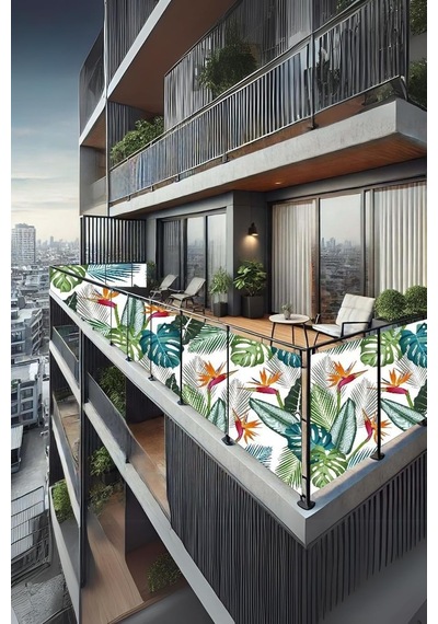 Nelazım 70cm X 4m Balkon Bahçe Çit Brandası Su İtici, Uv Koruyucu, Dekoratif Örtü, Oxfordbalkon011773m