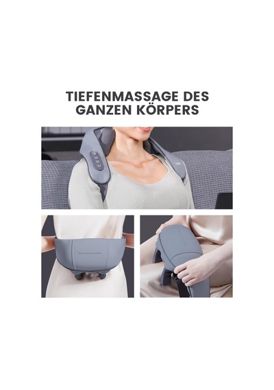 Breo N5 Mini Boyun Ve Omuz Masaj Aleti, Evde Boyun Sırt Derin Boyun Masajı İçin Isı Shiatsu Masaj Yastığı Gri, Boyut1