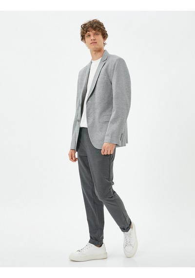 Koton Blazer Ceket Slim Fit Düğmeli Çift Cep Detaylı Antrasit 4wam50006hw Antrasit