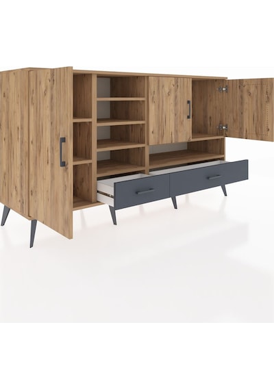 Hyperion Konsol 8 Raflı 2 Çekmeceli 3 Kapaklı 176x44x99 Çam-çam/a Çam-çam/antrasit Hyperion Konsol 8 Raflı 2 Çekmeceli 3 Kapaklı 176x44x99 Çam-çam/a Çam-çam/antrasit