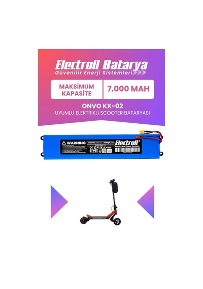 Onvo Kx-02 Uyumlu Batarya Maksimum Kapasite 21.6v 7.000mah Elektrikli Scooter Bataryası Çok Renkli