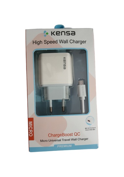 Kensa 3.0A 15W Micro Şarj Aleti Seti Beyaz