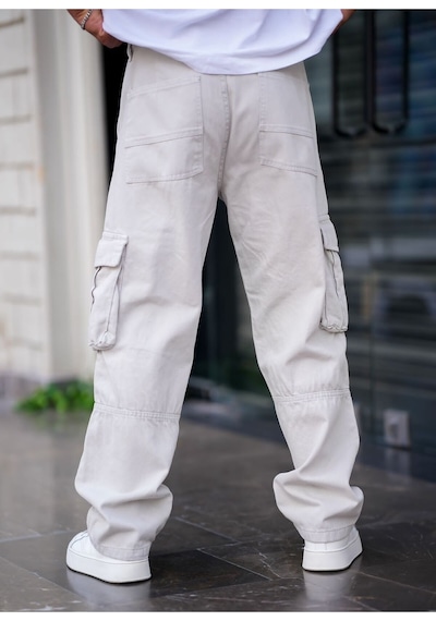 Erkek Kargo Cep Baggy Pantolon Rengi Gri