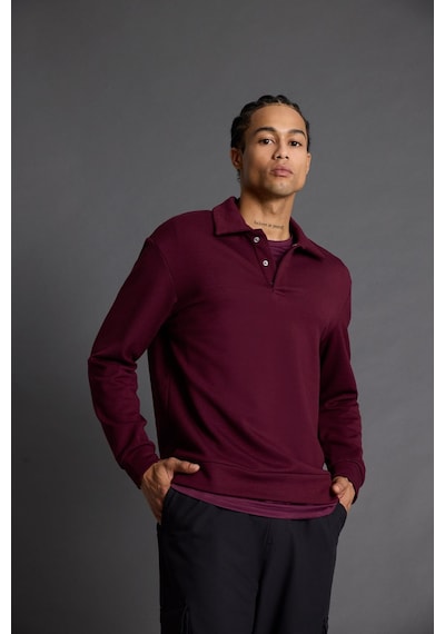 Defacto Standart Fit Polo Yaka Modal Sporcu Sweatshirt G3596ax25wnbk81 Siyah-bk81
