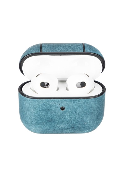 Apple Uyumlu AirPods 3.nesil Deri Kılıf Juni Aa32 Mavi Mavi