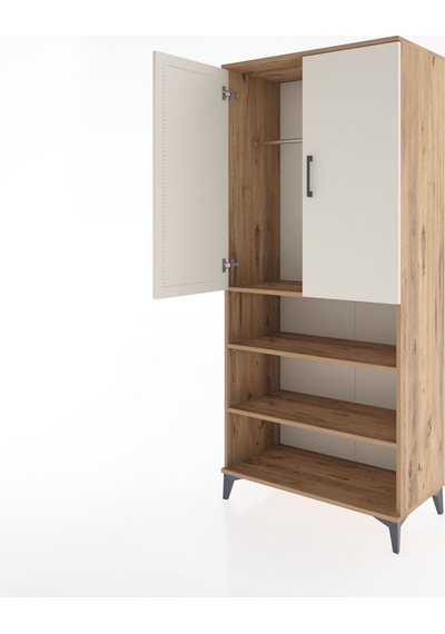 Hyperion Dolap 4 Raflı 2 Kapaklı Tek Askılı 88x44x195 Çam-aytaşı Atlas Çam