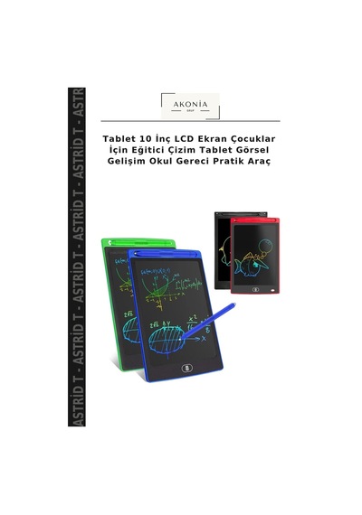 Tablet 10 İnç Lcd Ekran Çocuklar İçin Eğitici Çizim Tablet Görsel Gelişim Okul Gereci Pratik Araç