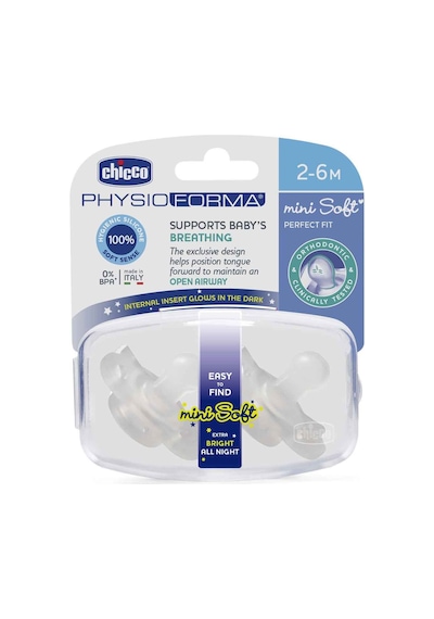 Chicco Gece Parlayan Physioforma Mini Soft 2'li Emzik 2-6 Ay