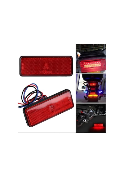 Motosiklet Kedigözü Çakarlı ,ledli Işıklı Reflektör Kırmızı 12 Volt Düz Ve Çakar Modlu Supermoto