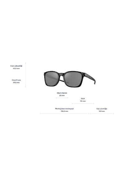 Oakley Oak 9018 901804 55 Ojector Aynalı Polarize Erkek Kare Siyah Kemik Güneş Gözlüğü Siyah