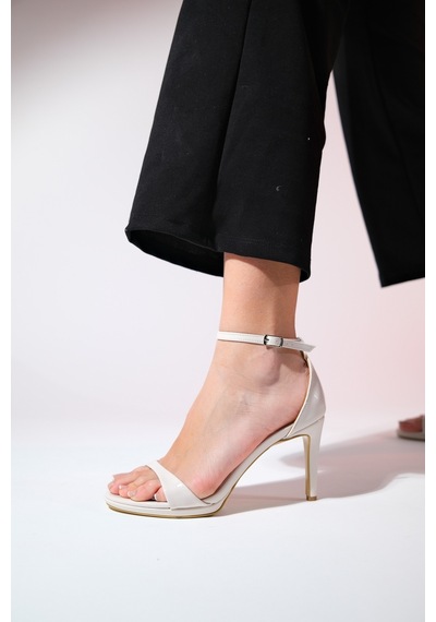 Luvishoes Bern Bej Rugan Kadın Platform Topuklu Abiye Ayakkabı