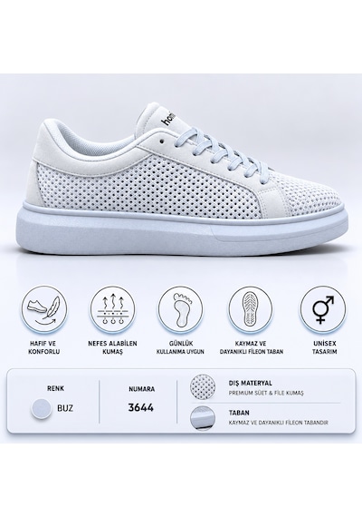 Günlük Rahat Taban Bağcıklı Sneaker Spor Ayakkabı Buz