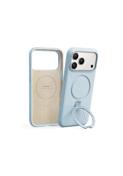 Torras Apple iPhone 17 Pro / 18 Pro Uyumlu O Stand Spin Silicone Serisi Magsafe Kılıf Açık Mavi