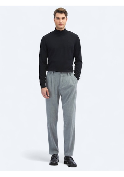 Kip Gri Dokuma Carrot Fit Casual Pantolon Gri