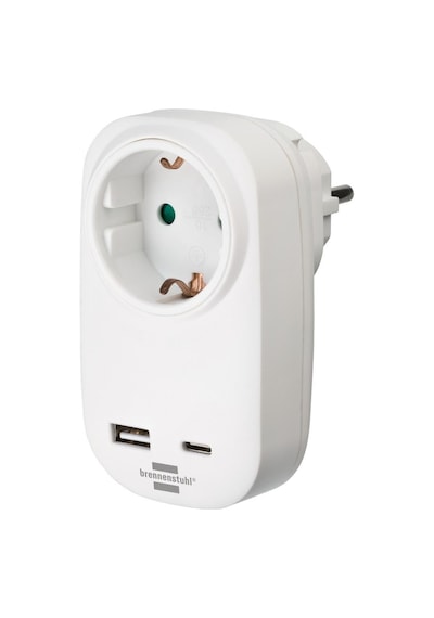 Brennenstuhl Premium Serisi Tek Soketli 18w Hızlı Şarj Özellikli 1 Typ-c + 1 Usb' Li Şarj Korumalı Priz
