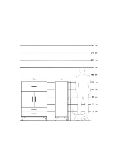 Hyperion Dolap 2 Raflı 3 Çekmeceli 2 Kapaklı 88x44x134 Çam-aytaşı Atlas Çam