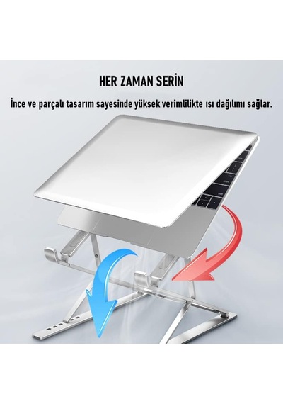 Soopii Dm09 12.6''-15.6''-17.3'' Çift Katlı 15 Seviyeli Katlanabilir Taşınabilir Alüminyum Dizüstü Laptop Notebook Standı