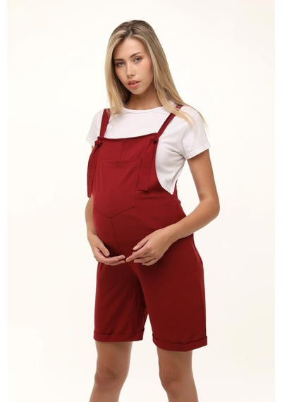 Luvmabelly Myra6207 - Bordo Hamile Şort Salopet-bordo