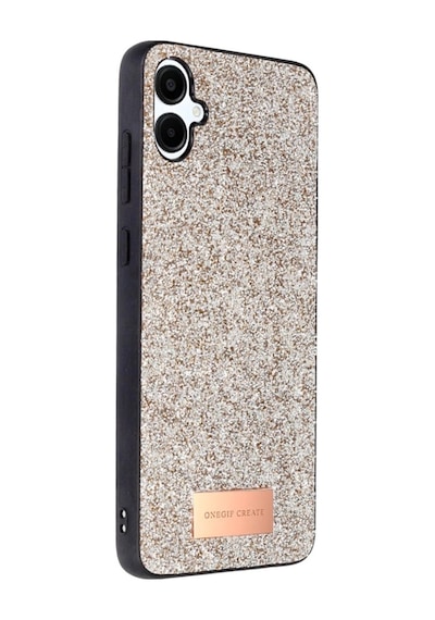 Onegif Samsung Galaxy Uyumlu, A06 Bright Simli Kapak - Gold